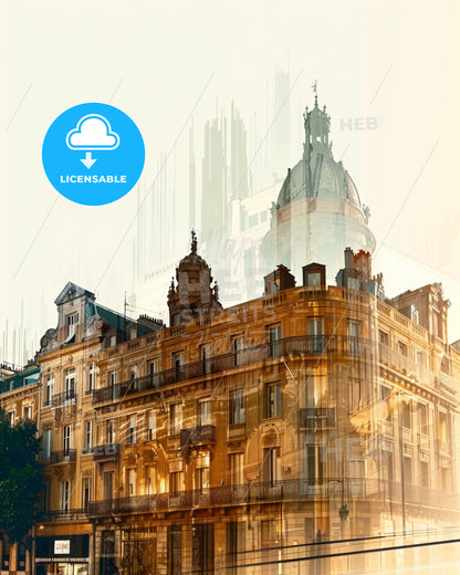 Marseille Skyline Silhouette Cityscape Poster - A building with a tower