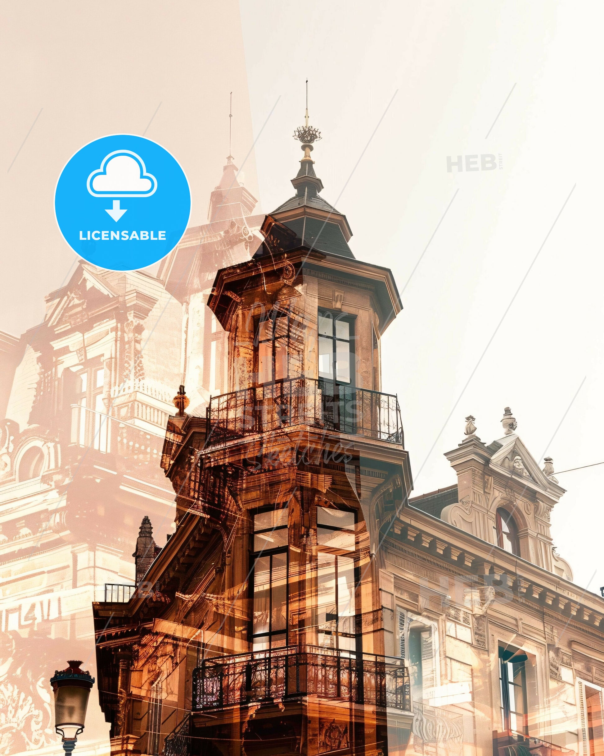 Marseille Skyline Iconic Silhouette Poster Art - A double exposure of a building