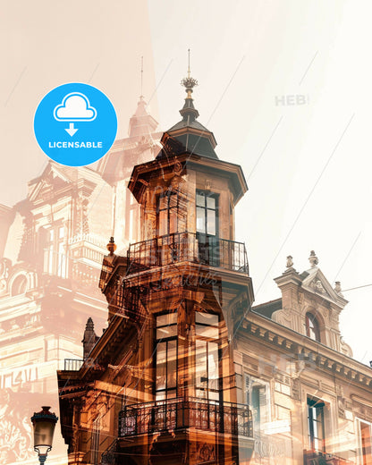 Marseille Skyline Iconic Silhouette Poster Art - A double exposure of a building