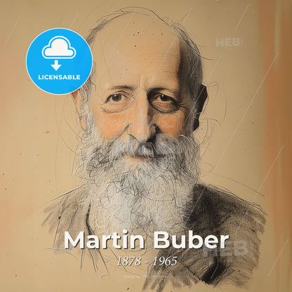 Martin Buber, 1878 - 1965, Austrian-Israeli philosopher - A Drawing Of A Man With A Beard Print Template