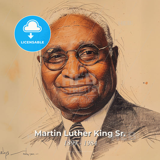 Martin Luther King Sr., 1899 - 1984, American pastor - A Man Wearing Glasses And A Suit Print Template
