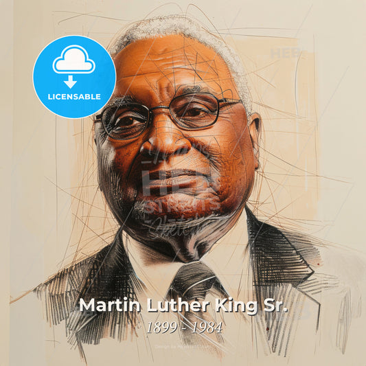 Martin Luther King Sr., 1899 - 1984, American pastor - A Man In A Suit And Tie Print Template