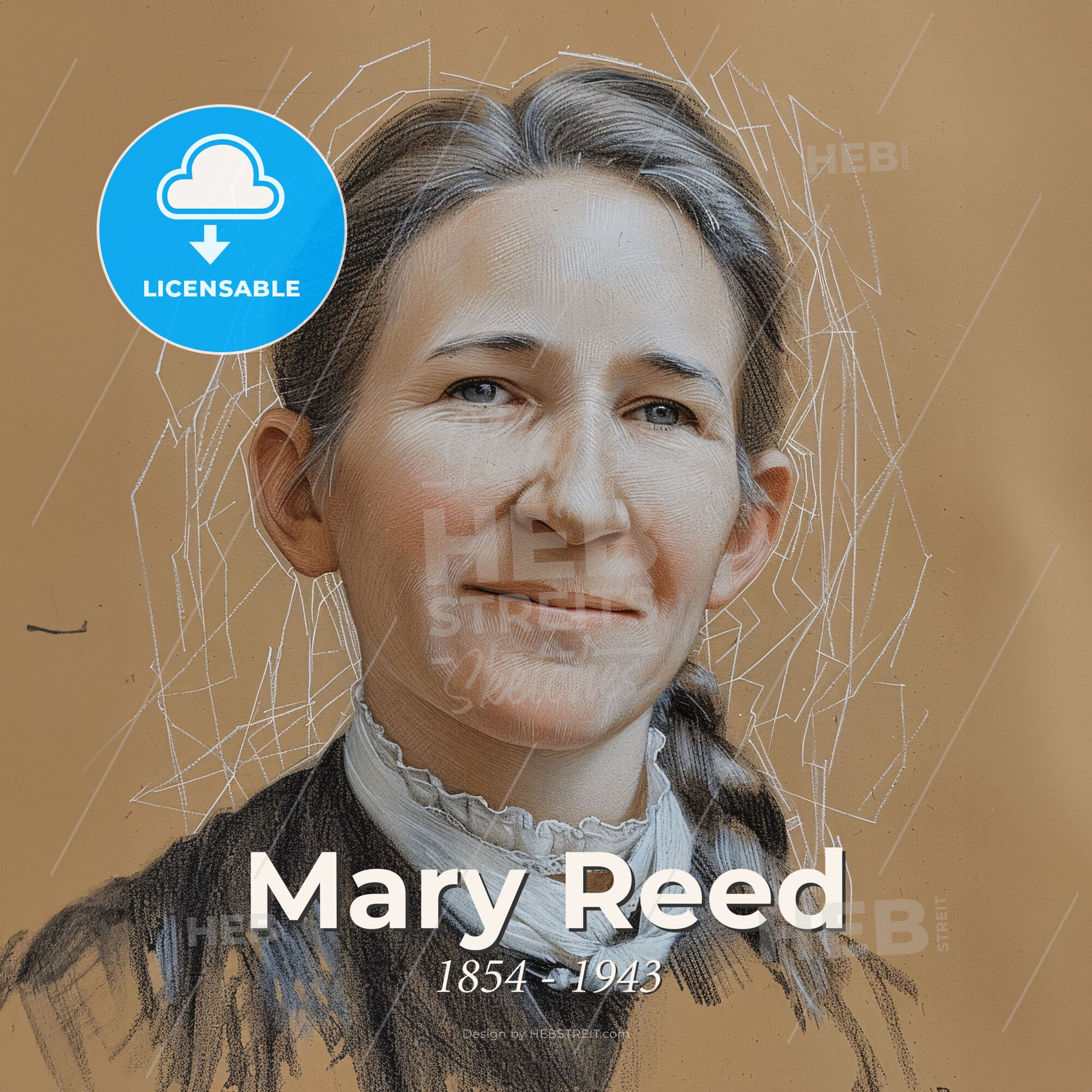 Mary Reed, 1854 - 1943, American missionary - A Woman With Braided Hair Wearing A White Scarf Print Template