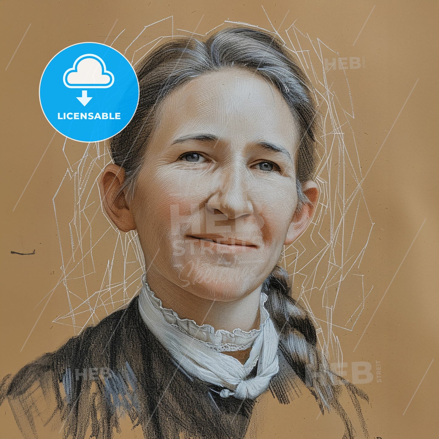 Mary Reed, 1854 - 1943, American missionary - A Woman With Braided Hair Wearing A White Scarf