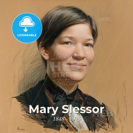 Mary Slessor, 1848 - 1915, Scottish missionary - A Woman With Short Hair Wearing A Black Bow Tie Print Template