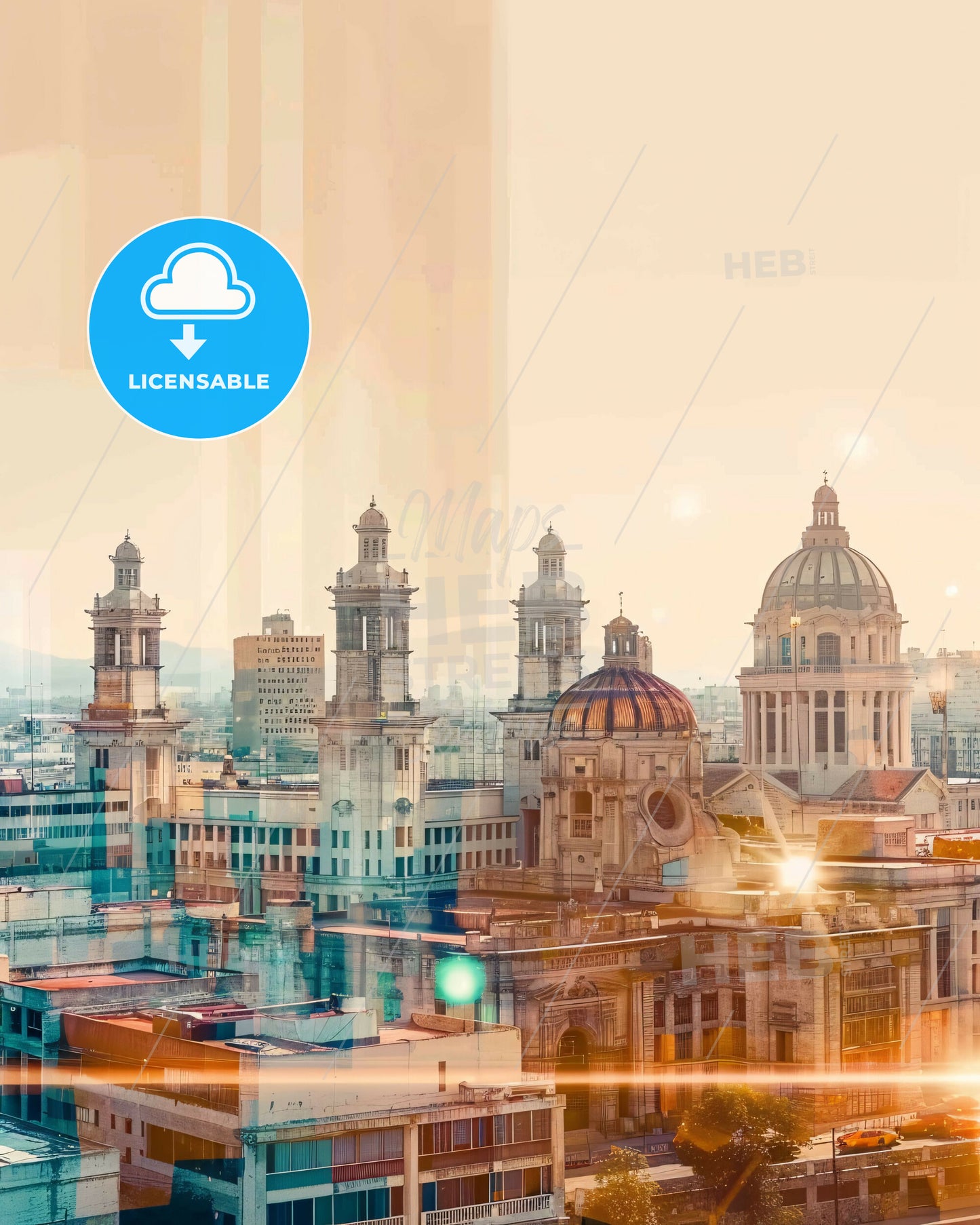 Matamoros City Skyline Composite Art Poster - A city skyline with many buildings