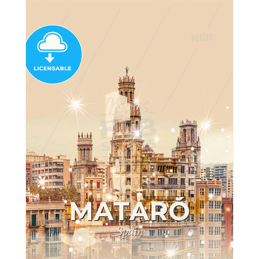Mataró: Where Architecture and City Shine - A city with many buildings - Square format print template
