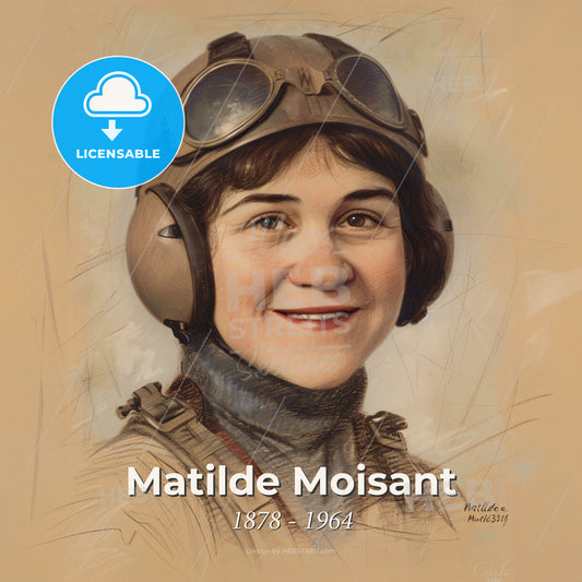 Matilde Moisant, 1878 - 1964, American aviator - A Woman Wearing A Helmet And Goggles Print Template