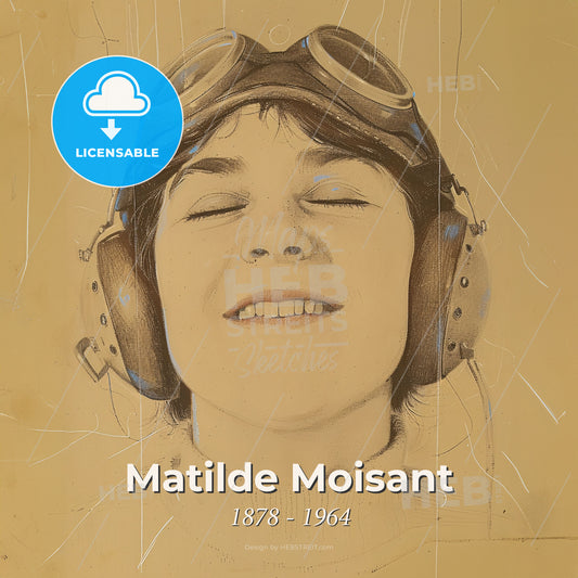 Matilde Moisant, 1878 - 1964, American aviator - A Drawing Of A Boy Wearing Goggles Print Template