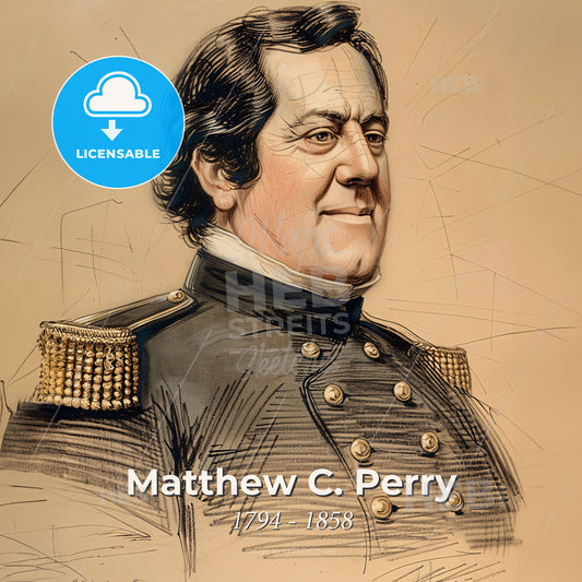 Matthew C. Perry, 1794 - 1858, American Commodore - A Portrait Of A Man In A Military Uniform Print Template