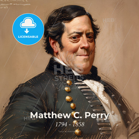 Matthew C. Perry, 1794 - 1858, American Commodore - A Man In A Military Uniform Print Template
