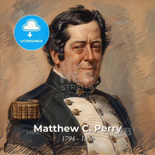 Matthew C. Perry, 1794 - 1858, American Commodore - A Man In A Military Uniform Print Template
