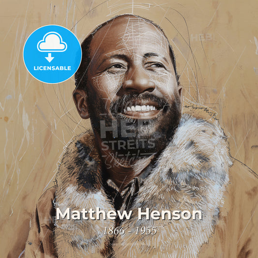 Matthew Henson, 1866 - 1955, American explorer - A Man Smiling With A Fur Vest Print Template