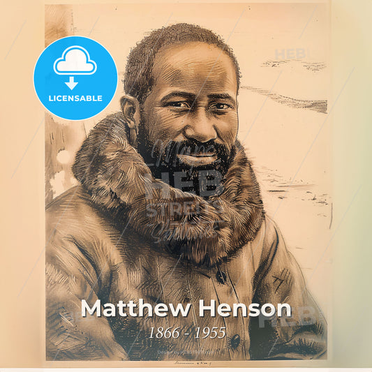 Matthew Henson, 1866 - 1955, American explorer - A Man With A Beard Wearing A Fur Collar Print Template