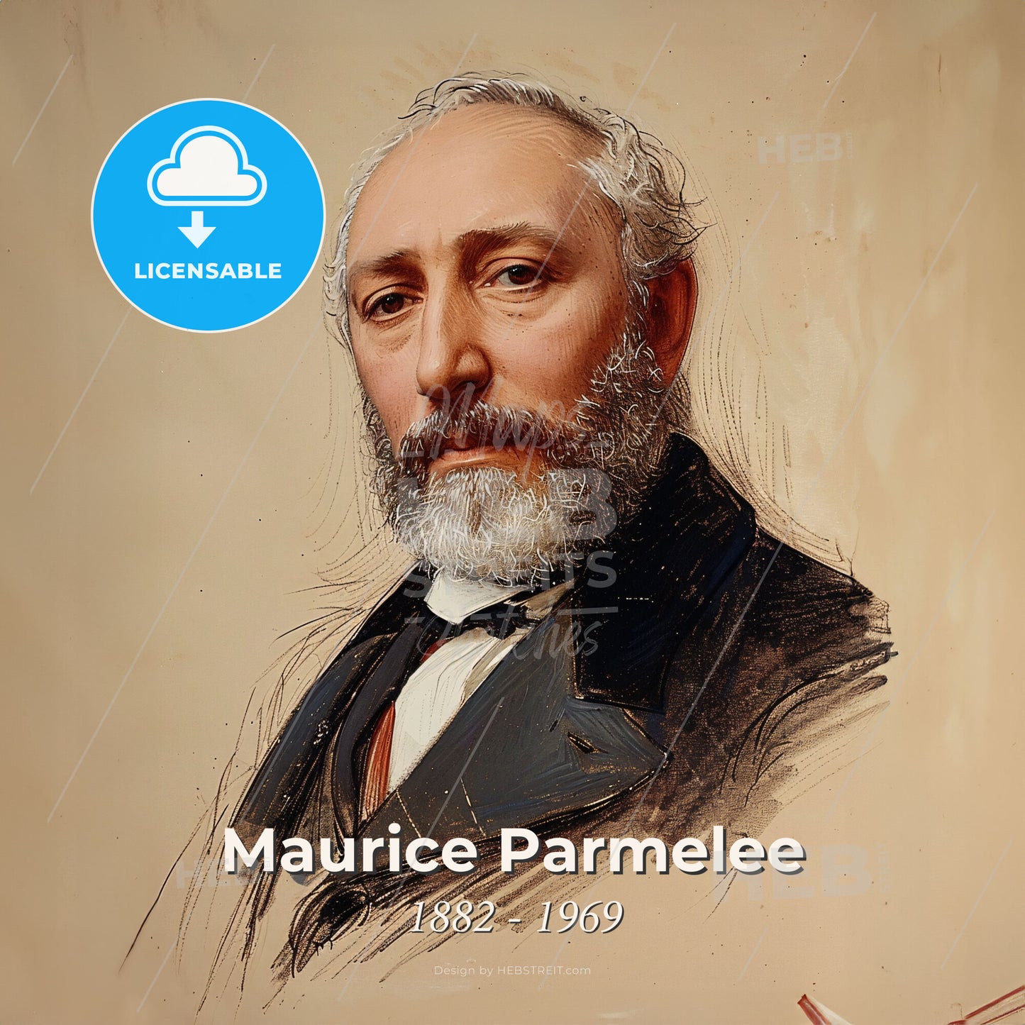 Maurice Parmelee, 1882 - 1969, American criminologist - A Painting Of A Man With A Beard Print Template