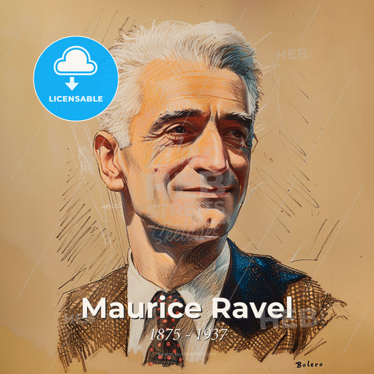 Maurice Ravel, 1875 - 1937, French composer - A Man With White Hair Wearing A Suit And Tie Print Template