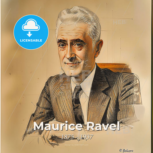 Maurice Ravel, 1875 - 1937, French composer - A Drawing Of A Man Print Template