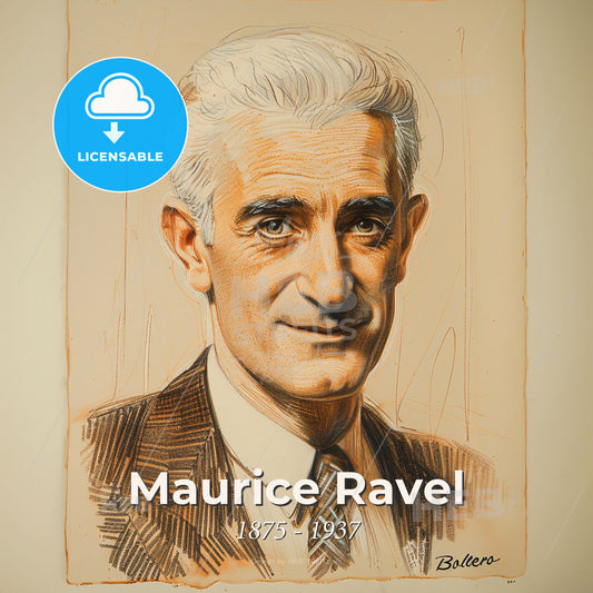 Maurice Ravel, 1875 - 1937, French composer - A Drawing Of A Man Print Template