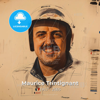 Maurice Trintignant, 1917 - 2005, French racing driver - A Man Wearing A Helmet Print Template