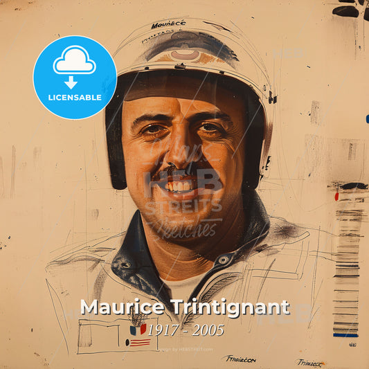 Maurice Trintignant, 1917 - 2005, French racing driver - A Man Wearing A Helmet Print Template