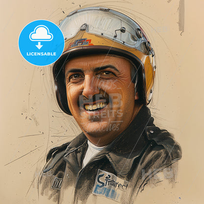 Maurice Trintignant, 1917 - 2005, French racing driver - A Man Wearing A Helmet