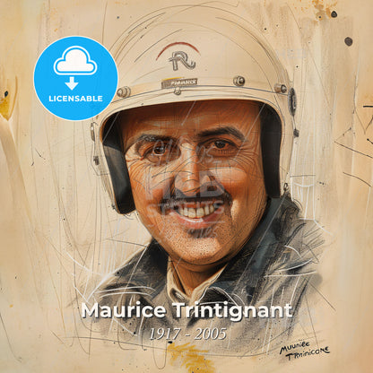Maurice Trintignant, 1917 - 2005, French racing driver - A Man Wearing A Helmet Print Template
