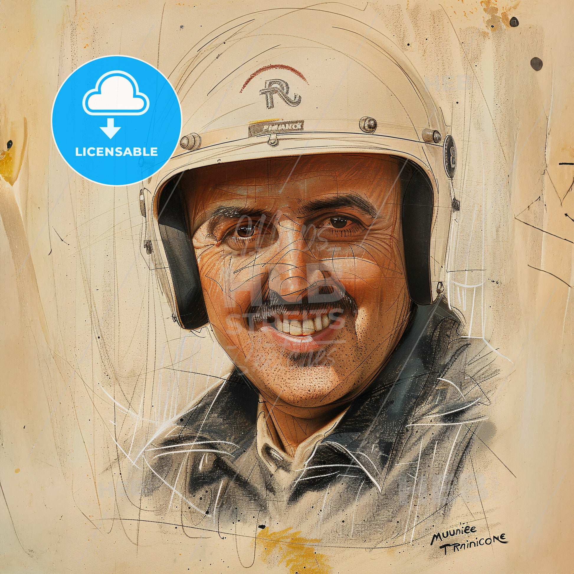 Maurice Trintignant, 1917 - 2005, French racing driver - A Man Wearing A Helmet