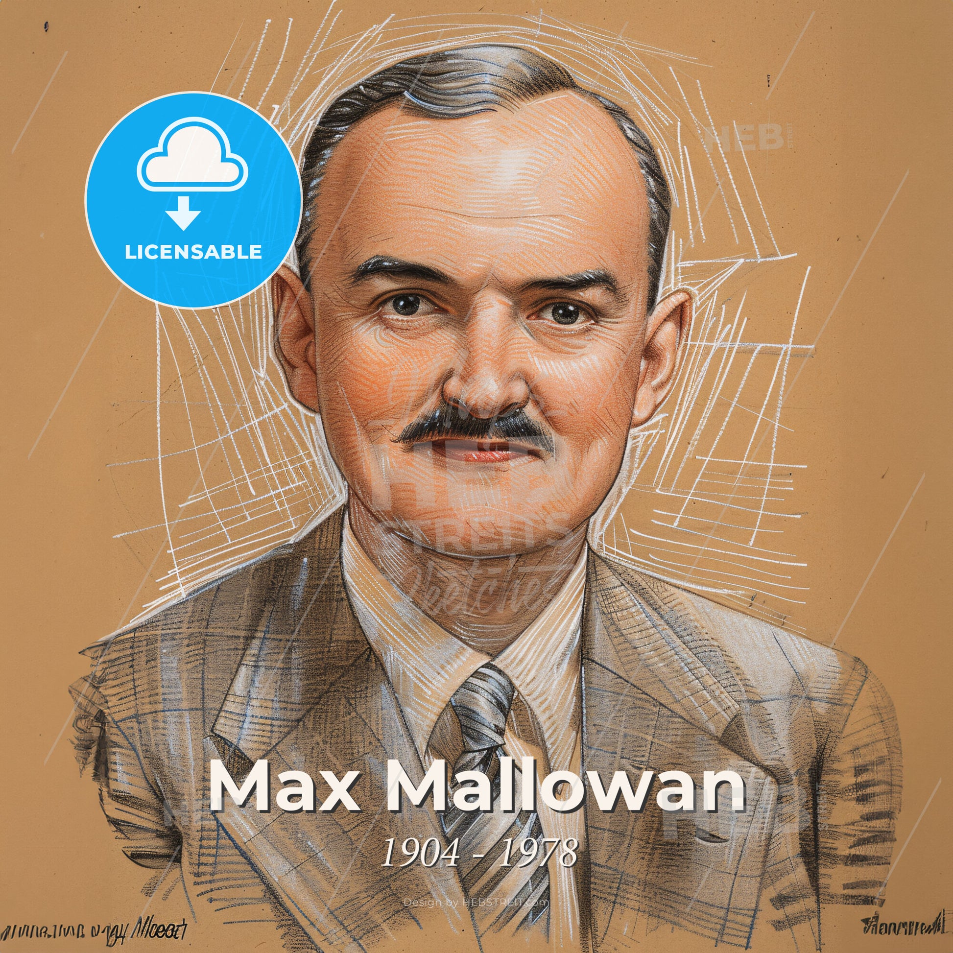 Max Mallowan, 1904 - 1978, British archaeologist - A Man With A Mustache Print Template