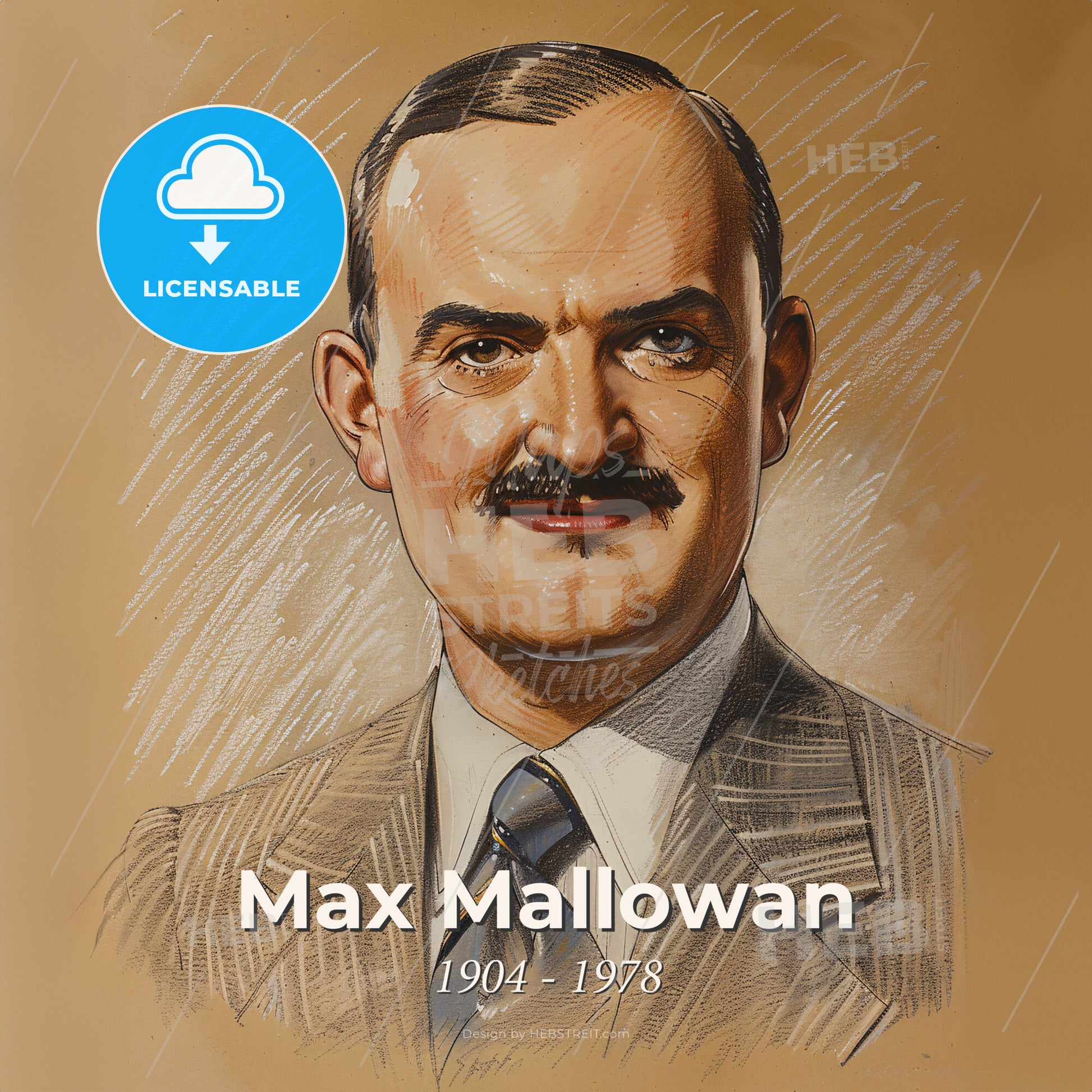 Max Mallowan, 1904 - 1978, British archaeologist - A Man With A Mustache Print Template