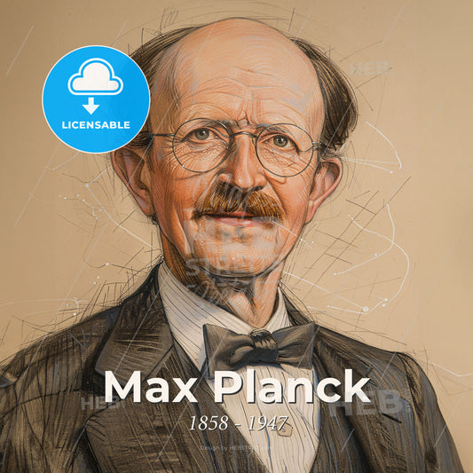Max Planck, 1858 - 1947, German physicist - A Man With A Mustache Wearing A Suit And Glasses Print Template