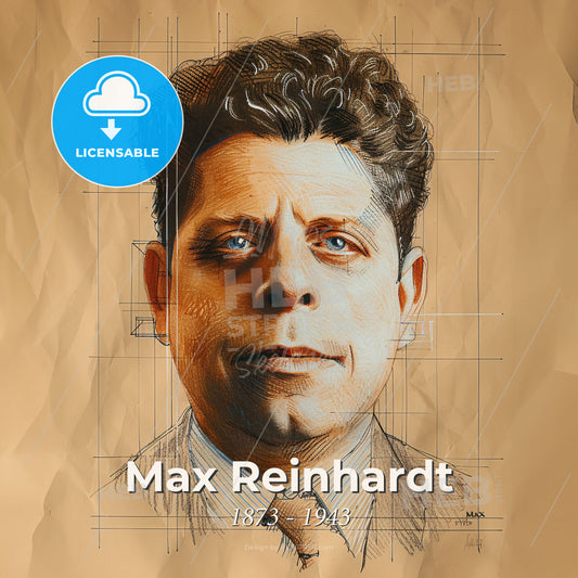 Max Reinhardt, 1873 - 1943, Austrian-born theatre director - A Man With Curly Hair Wearing A Suit And Tie Print Template