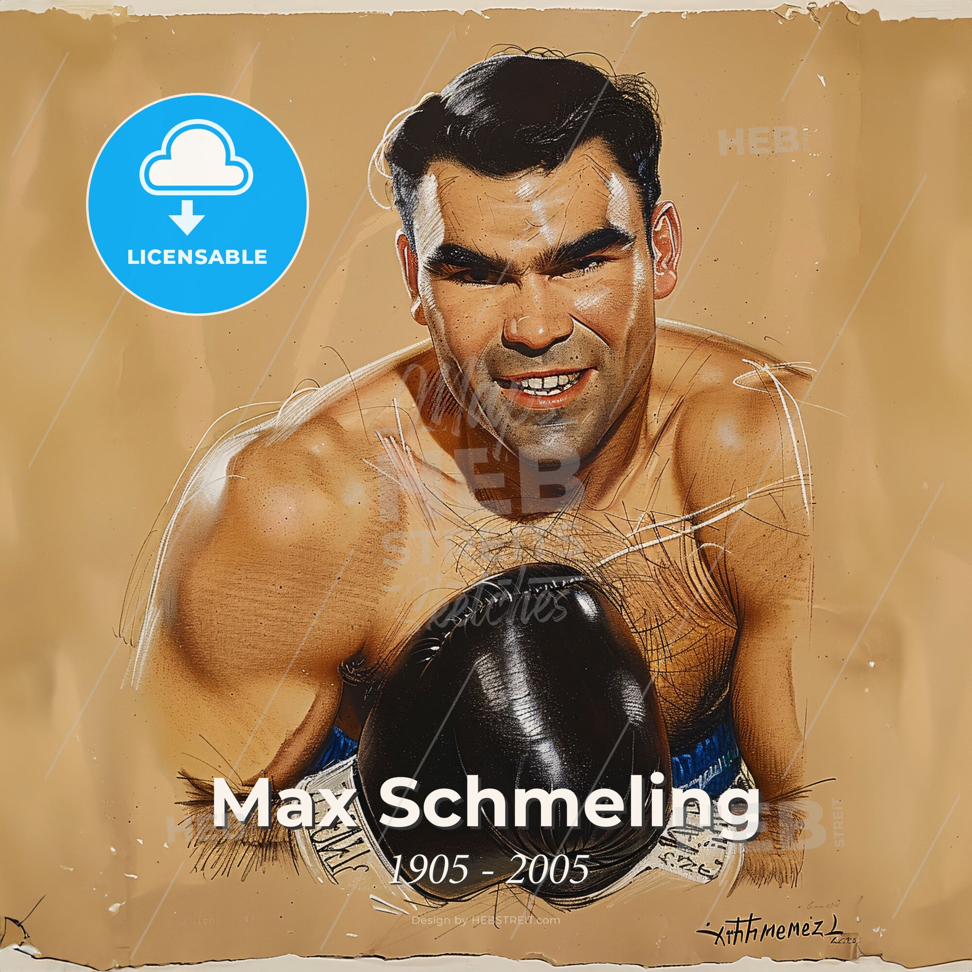Max Schmeling, 1905 - 2005, German heavyweight boxer - A Man Wearing Boxing Gloves Print Template
