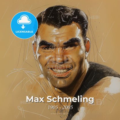 Max Schmeling, 1905 - 2005, German heavyweight boxer - A Man Smiling With Black Hair Print Template