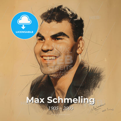 Max Schmeling, 1905 - 2005, German heavyweight boxer - A Man Smiling With A Black Shirt Print Template