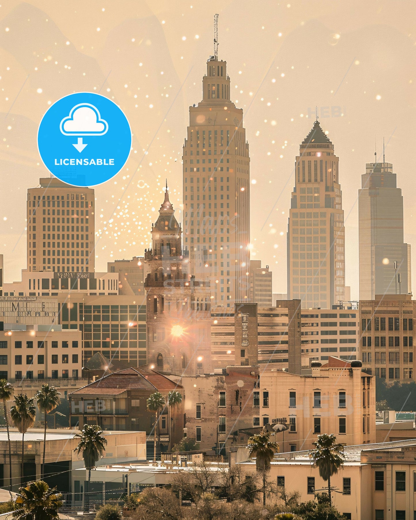 McAllen Texas Cityscape Poster Art - A city skyline with many tall buildings