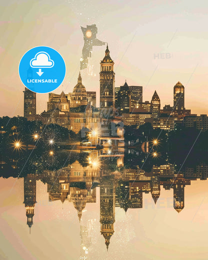 McKinney Skyline: Blending City and Charm - A city with a reflection of a plane