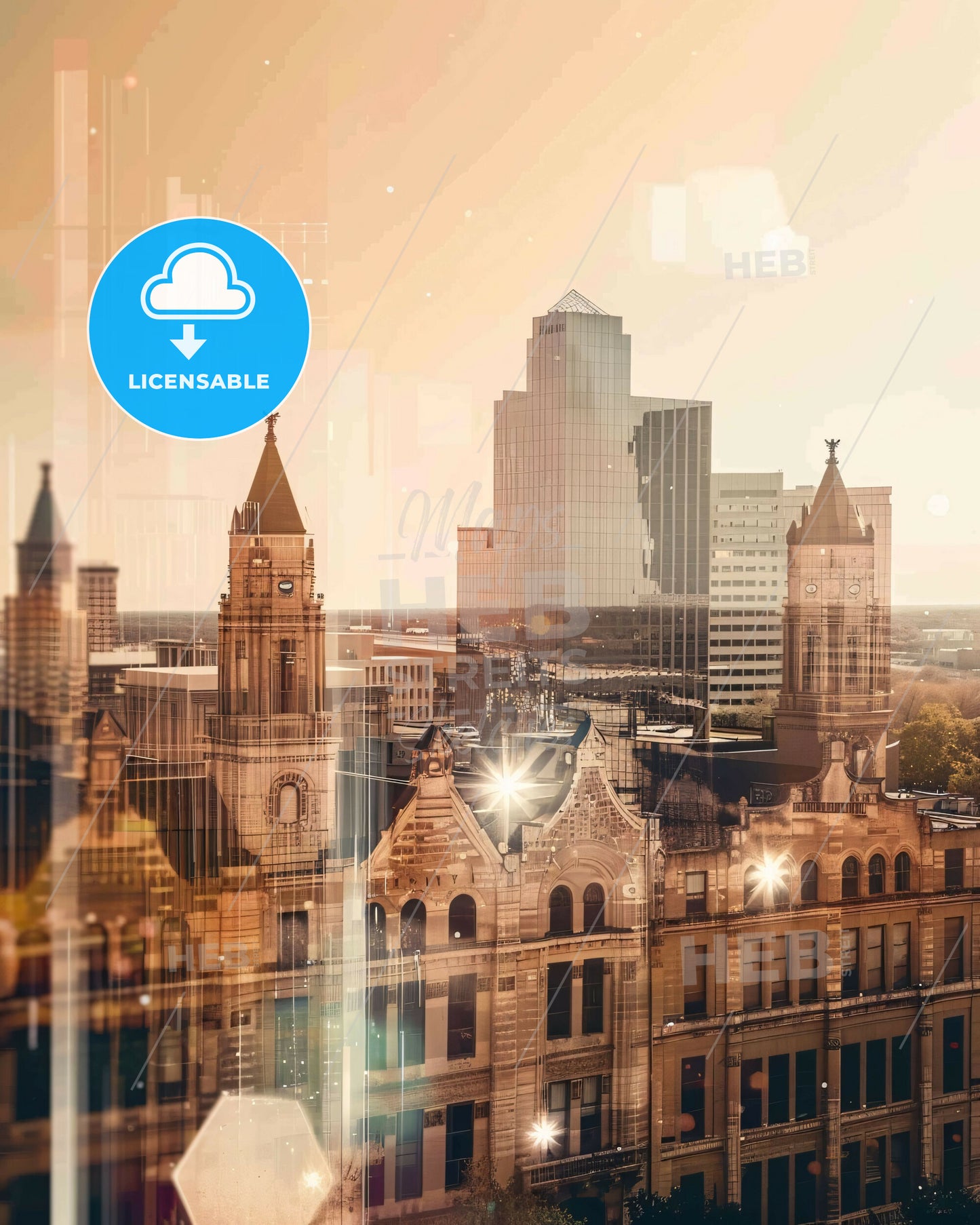 McKinney, Texas: City Skyline Symphony in Sunlight - A city skyline with many tall buildings