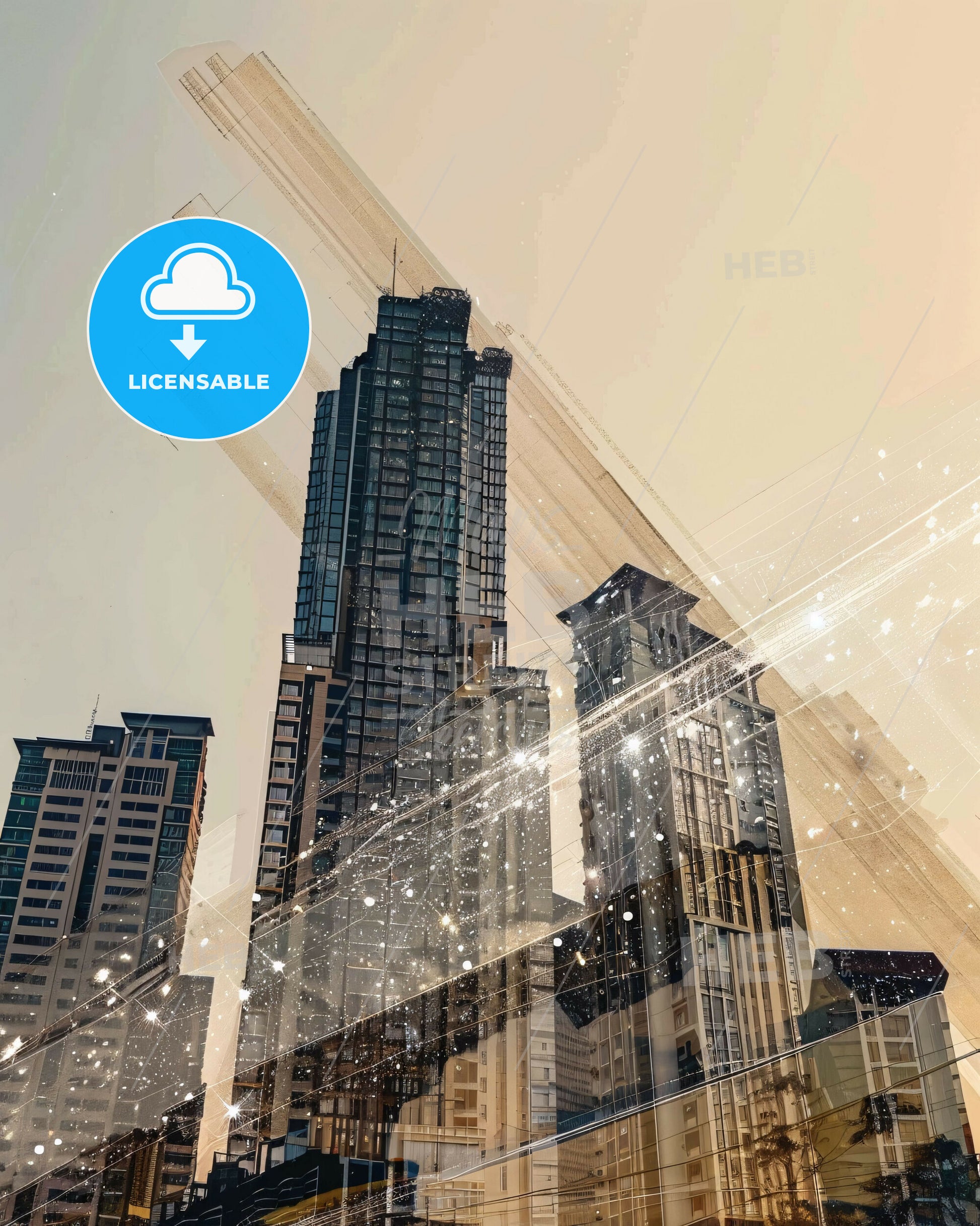 Medan Skyline Art: Local Icons in a Dazzling Display - A city skyline with many tall buildings