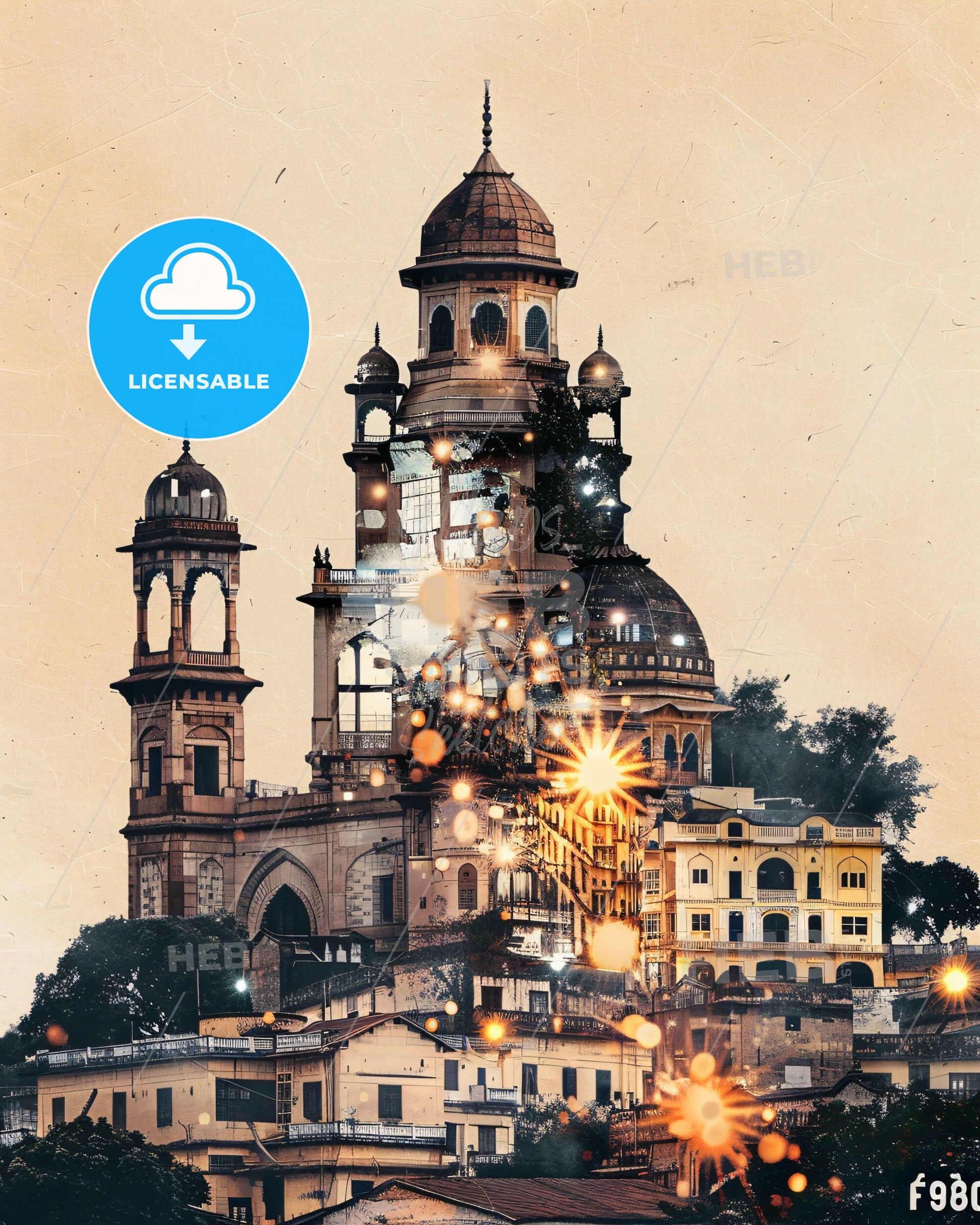 Meerut's Icons in Vibrant Tapestry - A building with a dome roof and a staircase