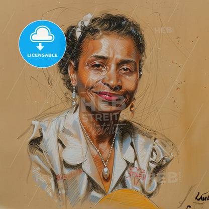 Memphis Minnie, 1897 - 1973, American blues guitarist - A Drawing Of A Woman Smiling