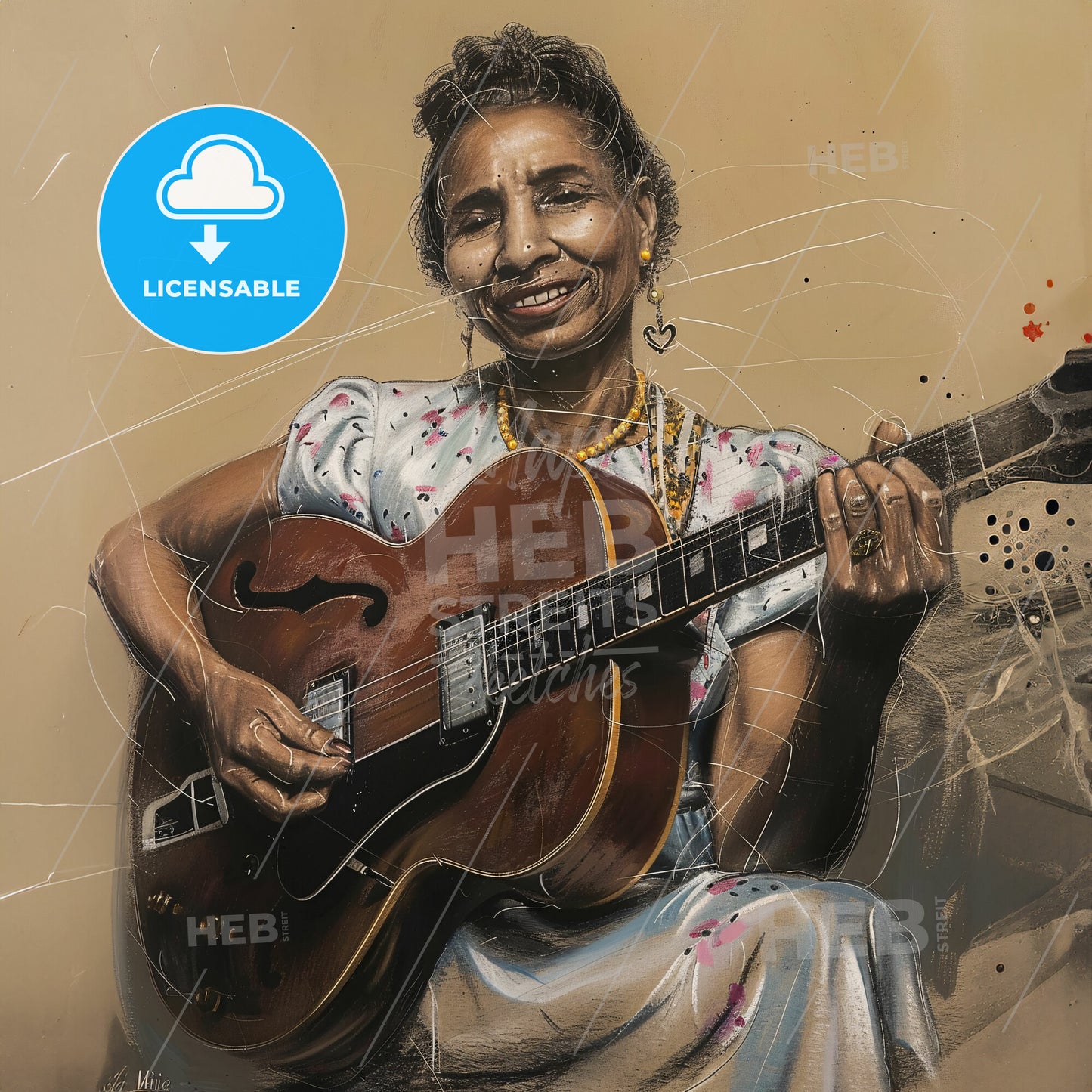 Memphis Minnie, 1897 - 1973, American blues guitarist - A Woman Holding A Guitar