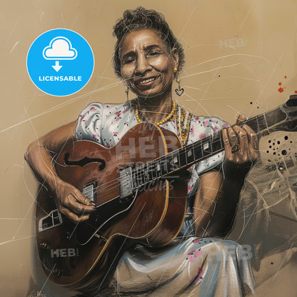 Memphis Minnie, 1897 - 1973, American blues guitarist - A Woman Holding A Guitar