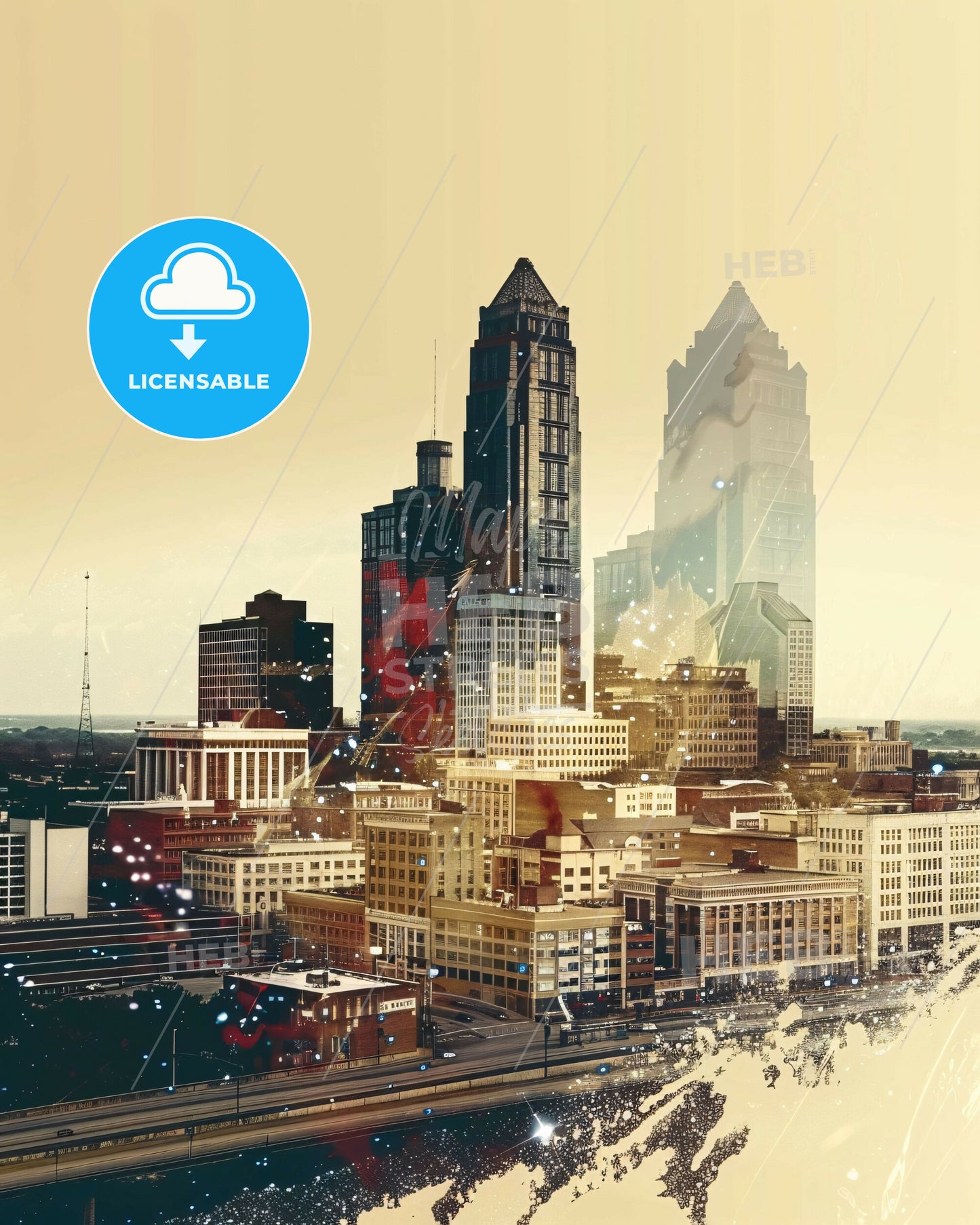 Memphis, Tennessee: City Architecture Print Poster - A city skyline with many tall buildings