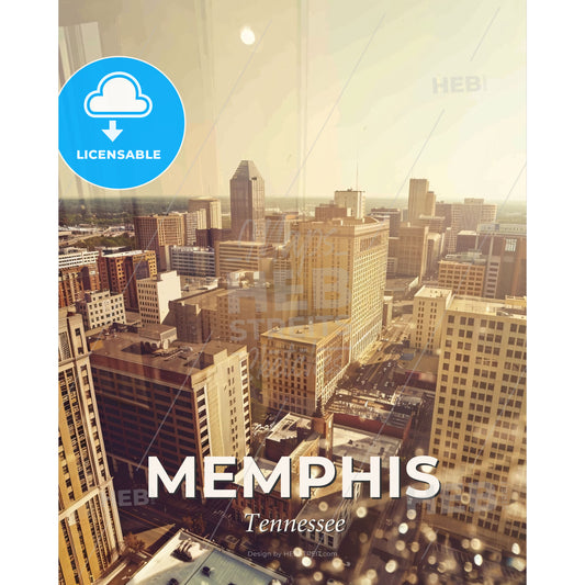 Memphis, Tennessee: City Skyline Architectural Composite Poster - A city with many tall buildings - Square format print template