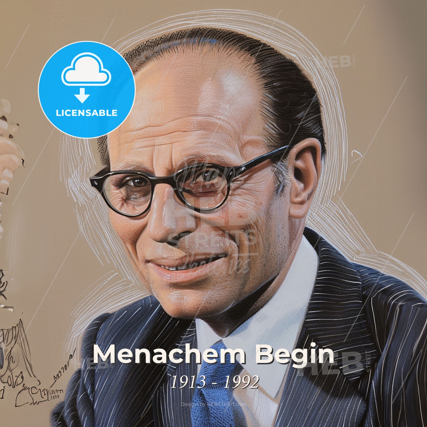 Menachem Begin, 1913 - 1992, Israeli independence leader - A Man In A Suit And Tie Print Template