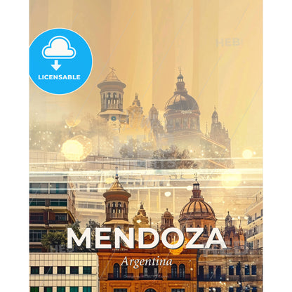 Mendoza's City Skyline Echoes of Argentina - A city with many buildings - Square format print template