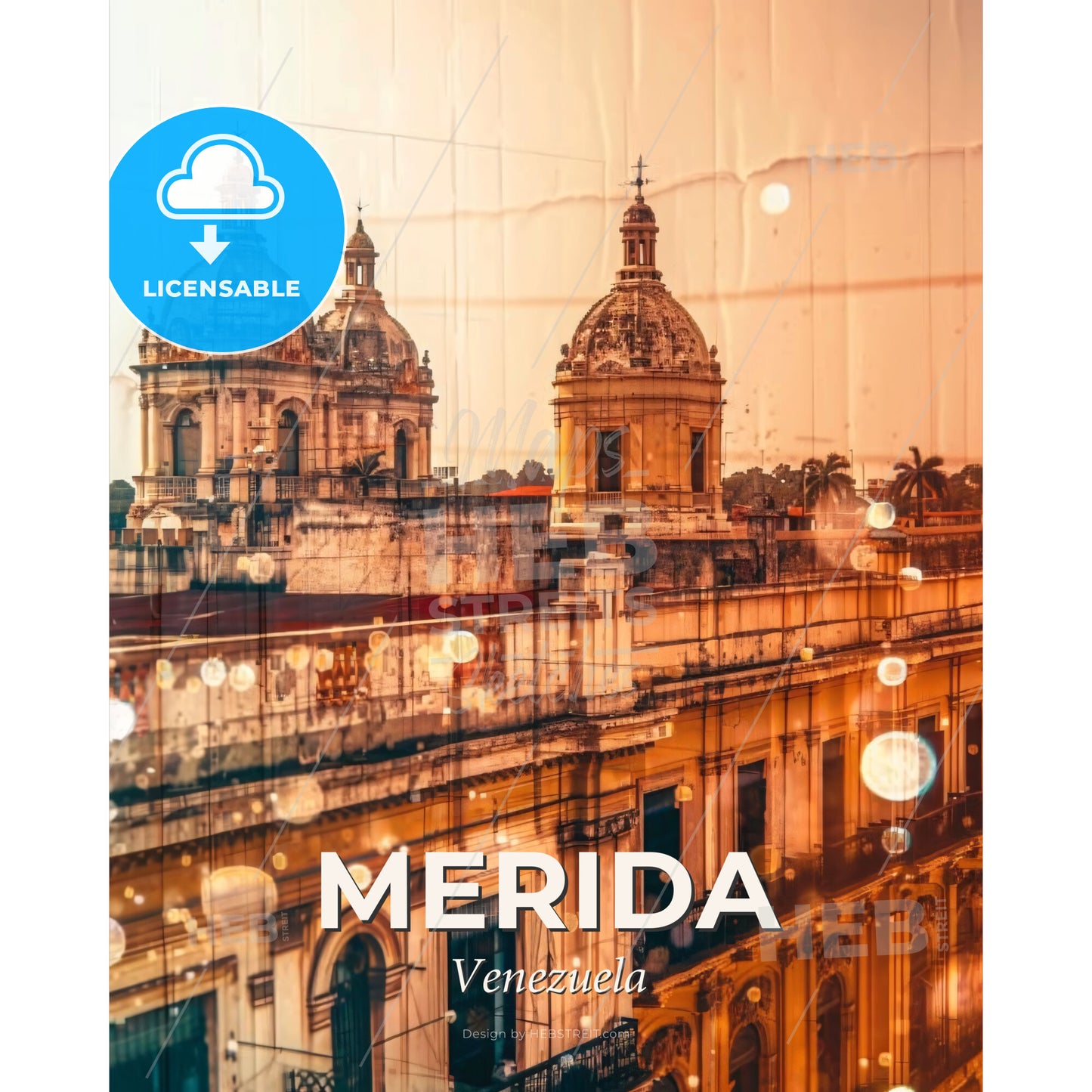 Merida City Composite Skyline Poster Art - A building with domes and a roof - Square format print template