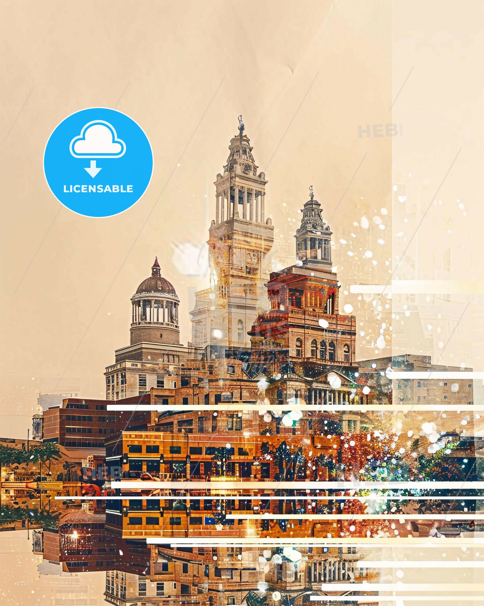 Mesa Skyline Art: Double Exposure Composite - A city with many towers