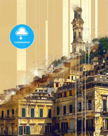 Messina City Art: Skyline and Icons - A building with a tower on top of it
