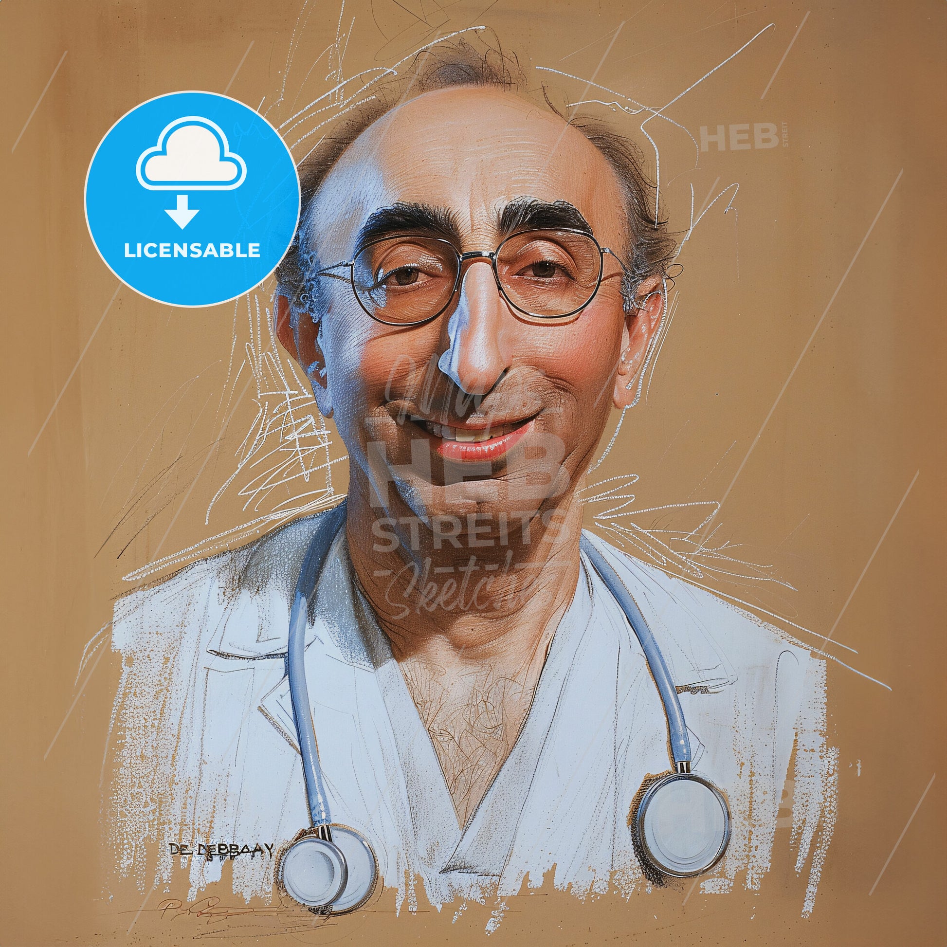 Michael DeBakey, 1908 - 2008, American cardiovascular surgeon - A Man With Glasses And A Stethoscope Around His Neck